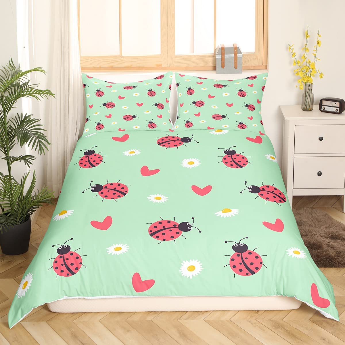 Parure de lit coccinelle rouge 135x200 pour chambre enfant