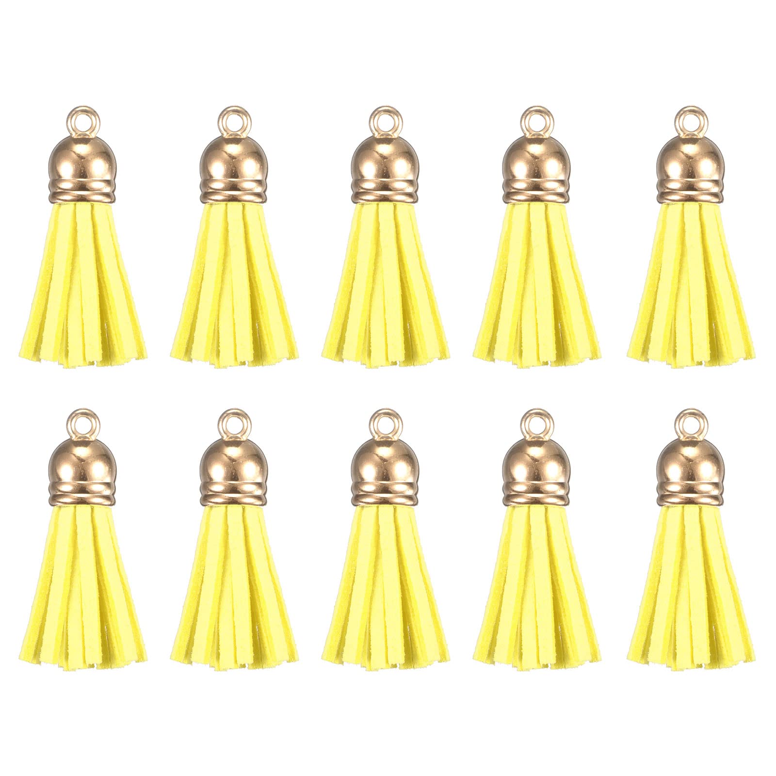 Porte-clés en cuir jaune élégant avec capuchon pour finitions bijoux