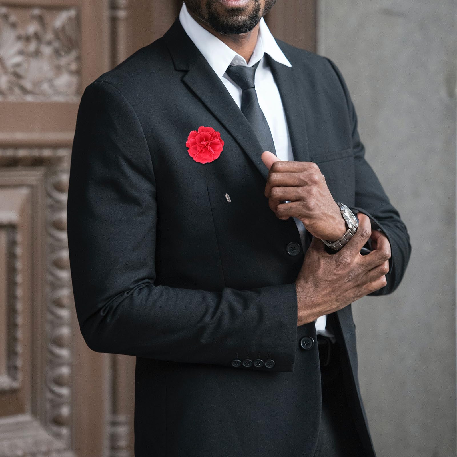 Outanaya Elegante Herren Anzugbroschen Floral Gestaltete Anstecknadeln 16 mit Blumenmotiv aus Chiffon und Metall Glatte Nadel für Festliche Anlässe