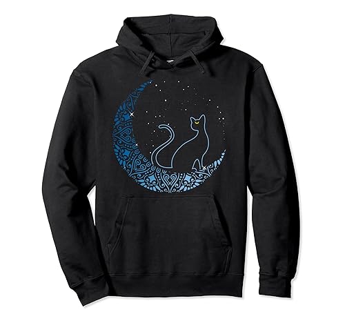 Crescent Cat Moon Black Gift Design