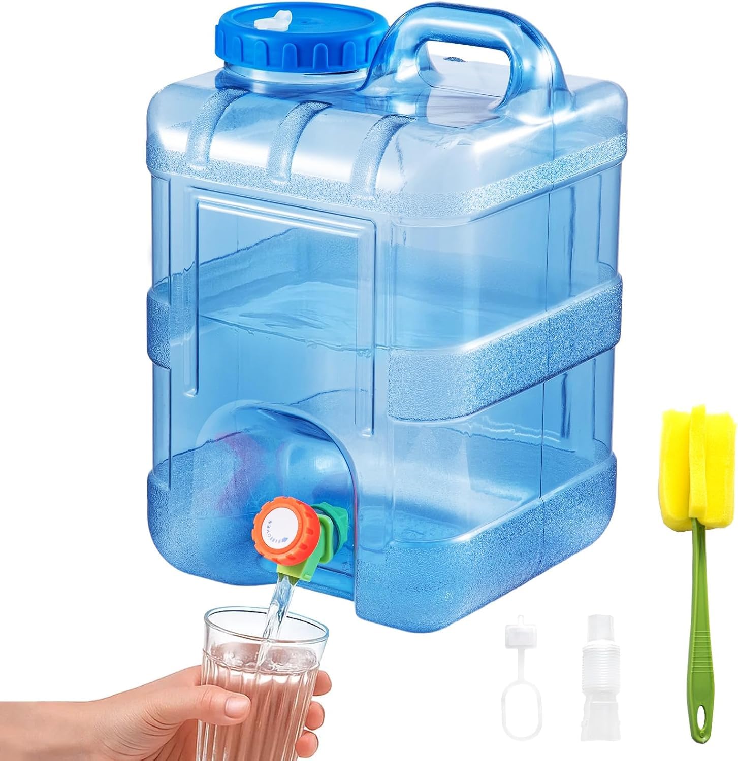 BREEZENEST Water Container with Tap, Portable BPA-Free Water Storage Tank Carrier with Tap, for Camping, Outdoor, RV Van & Home Emergency Use (15L)