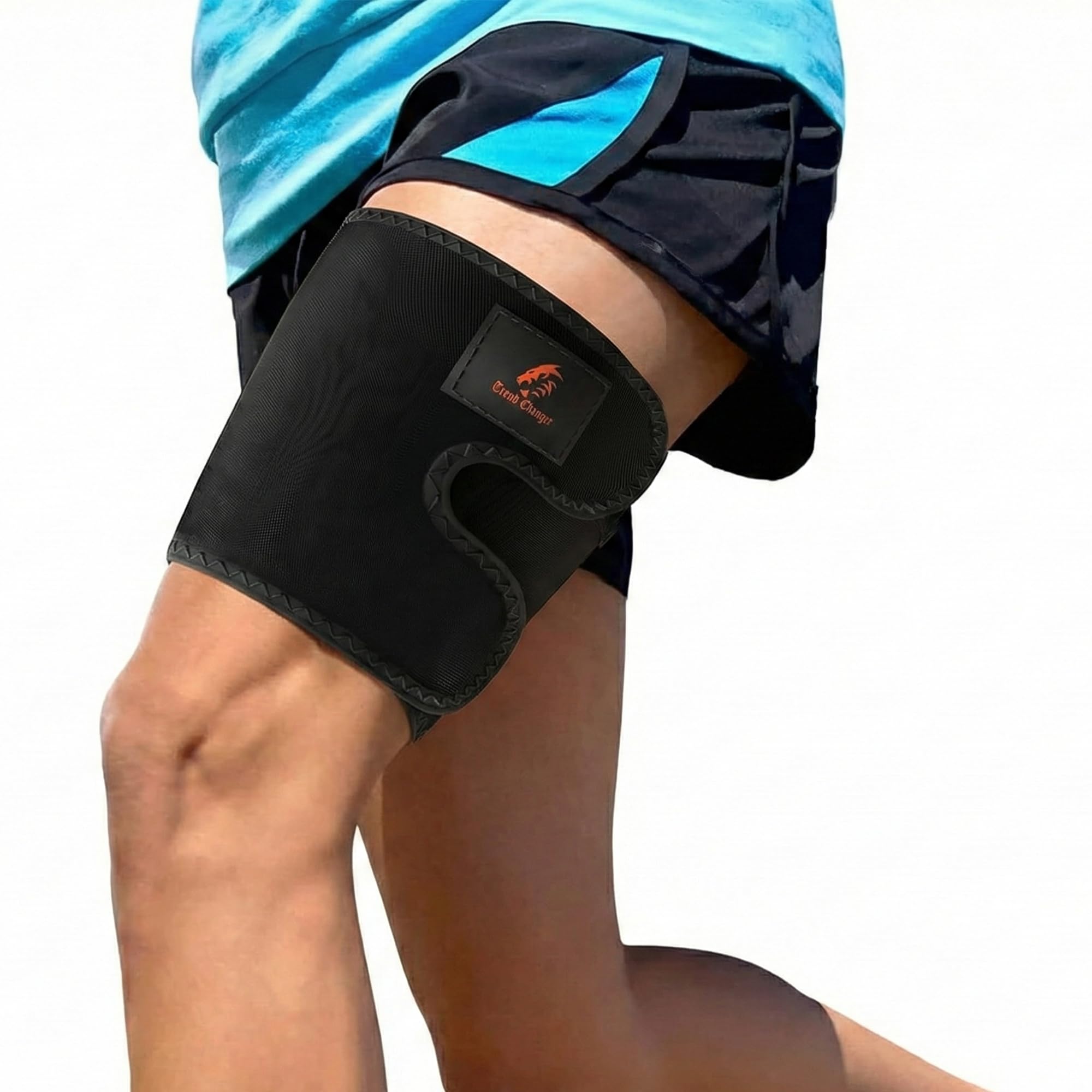 Thigh Compression Sleeve, Hamstring Compression Sleeve for Injury Support, Recovery, Workouts, Running, Cycling, Basketball, Fitness - Adjustable Velcro Straps, Fits Up to 27 Inches, Men & Women