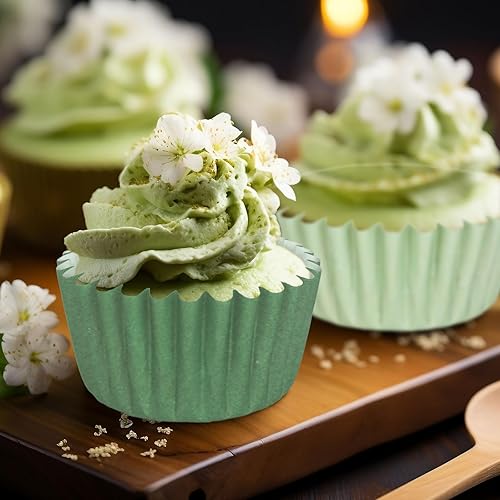 Miniatura 6 de Whaline 600 piezas de mini forros para magdalenas verde salvia, verde degradado, tazas para hornear cupcakes, forros para magdalenas, para baby