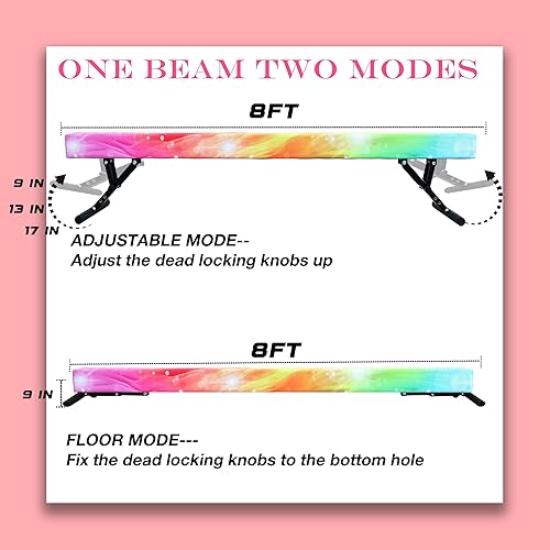 Miniatura 98 de Viga de equilibrio ajustable para niños, haz de gimnasia de 8 pies de todos los niveles de gimnasia, vigas de piso alto y bajo, altura ajustable