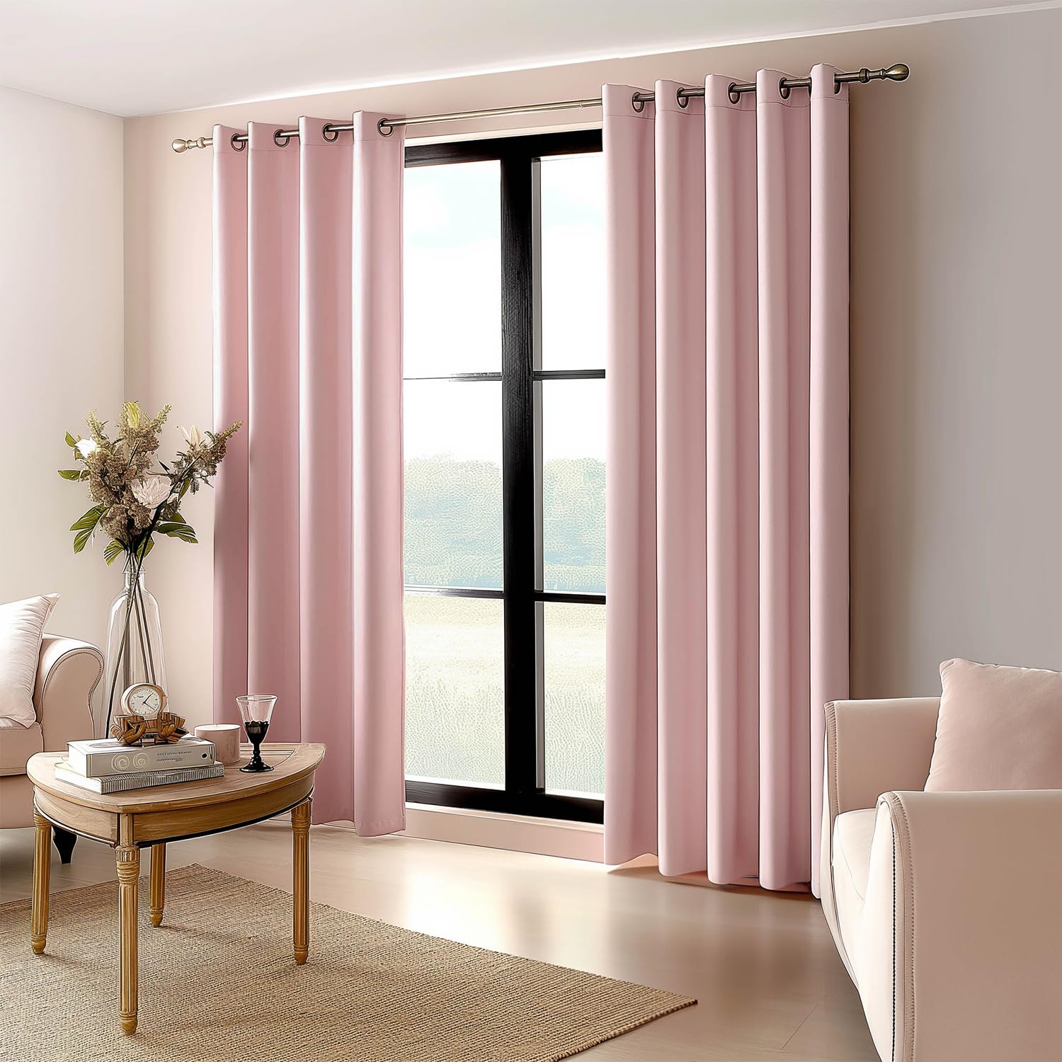 Amazon.com: MIULEE Light Pink Room Darkening Curtains Thermal