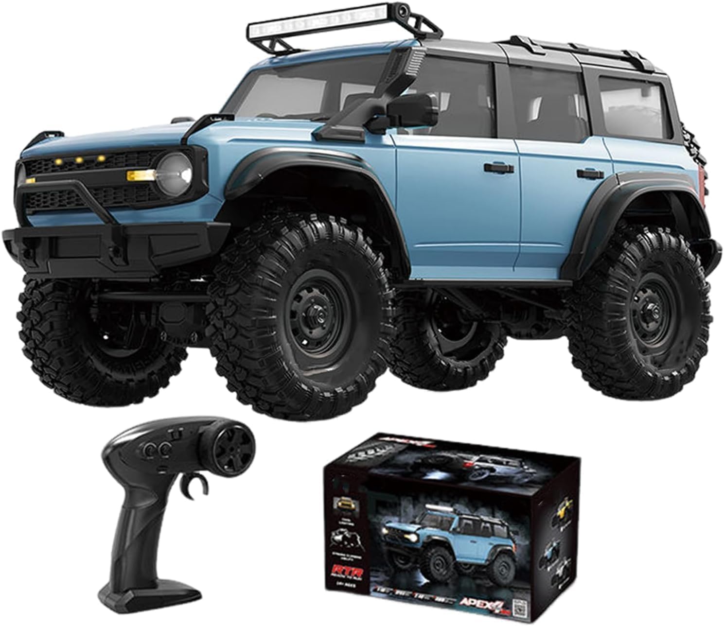 RC Cars Remote Control Truck RC Rock Crawler 1:16 2.4G 4WD RTR All Terrain Hobby Off Road Truck Racing Vehicle Hobby Grade Model Yellow Vehicle with LED Lights