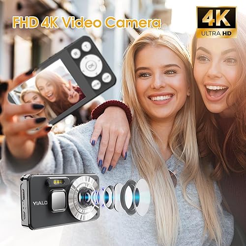 Miniatura 2 de Cámara digital 4K para adolescentes, cámara digital FHD de 64 MP para niños con tarjeta SD de 64 GB, cámaras de zoom digital 18X para fotografía,