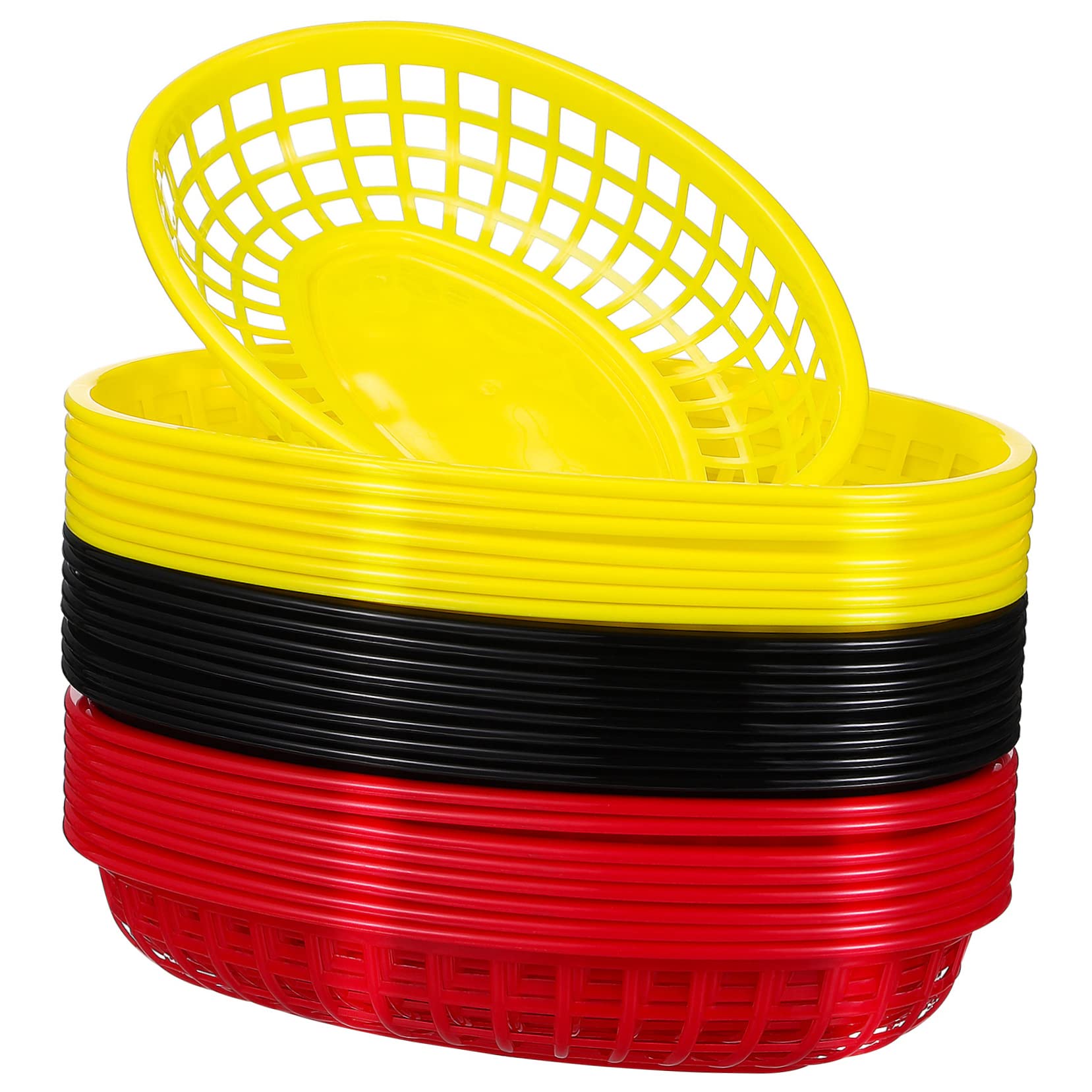 CONGARTENO 24Pcs Fast Food Baskets Serving Trays for Burgers Hot Dogs French Fries and Snacks for Restaurants Bbqs Picnics and Home Use