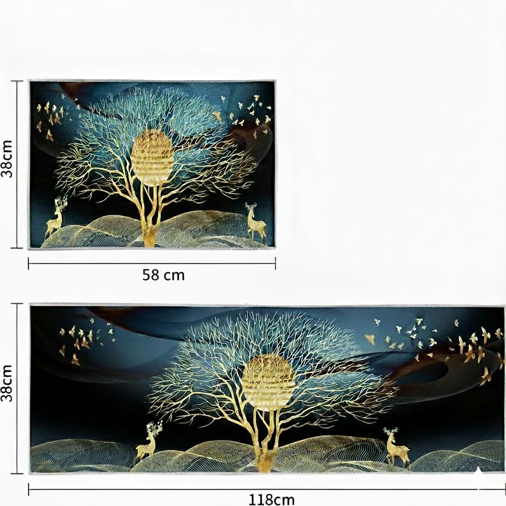 Anti-Skid Kitchen Mat for Floor | Waterproof & Oil-Resistant Runner Rug for Kitchen, Hallway & Home | Soft Cushioned Standing Mat with Floral Design, Easy-to-Clean, Multi-1