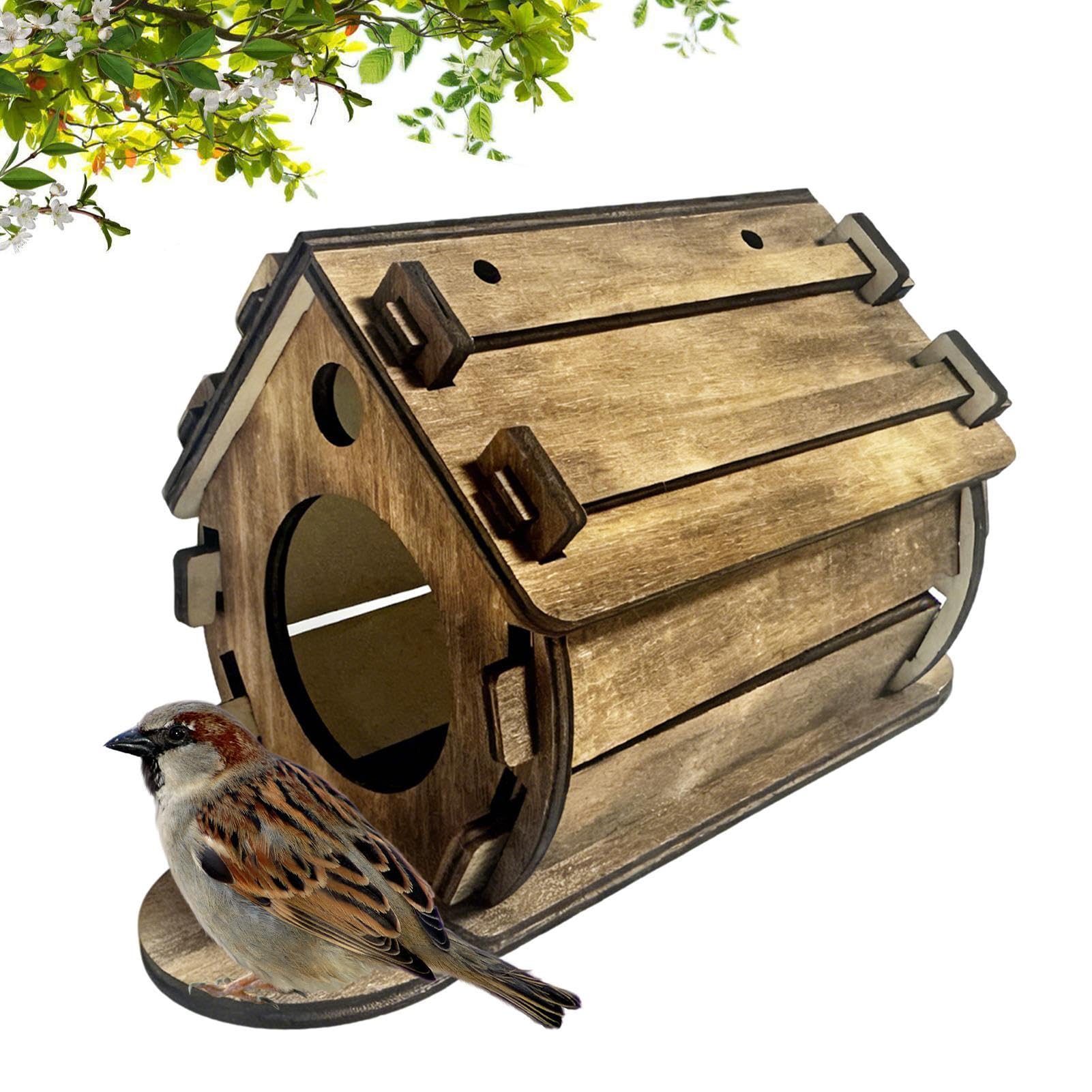 Casa De Madera para Pájaros | de Madera Colgante,Casa De Aves para El Jardín Trasero - para Azulejos, Gorriones Y Carboneros En Exterior, Jardín, Patio, Porche Y Árbol