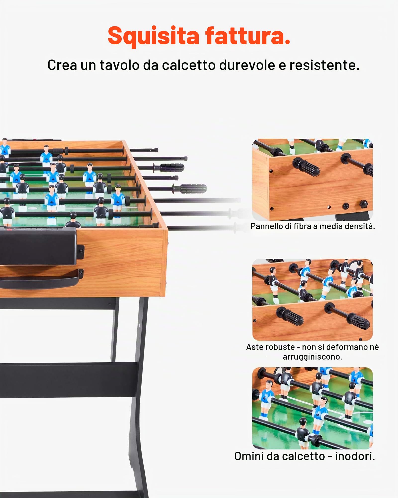 VEVOR Calciobalilla Pieghevole, Tavolo Standard da 1065 mm, Tavoli da Calciobalilla da Interno di Dimensioni Standard, per Famiglia e Sala Giochi, Set da Calcio Resistente, Include 2 Palline