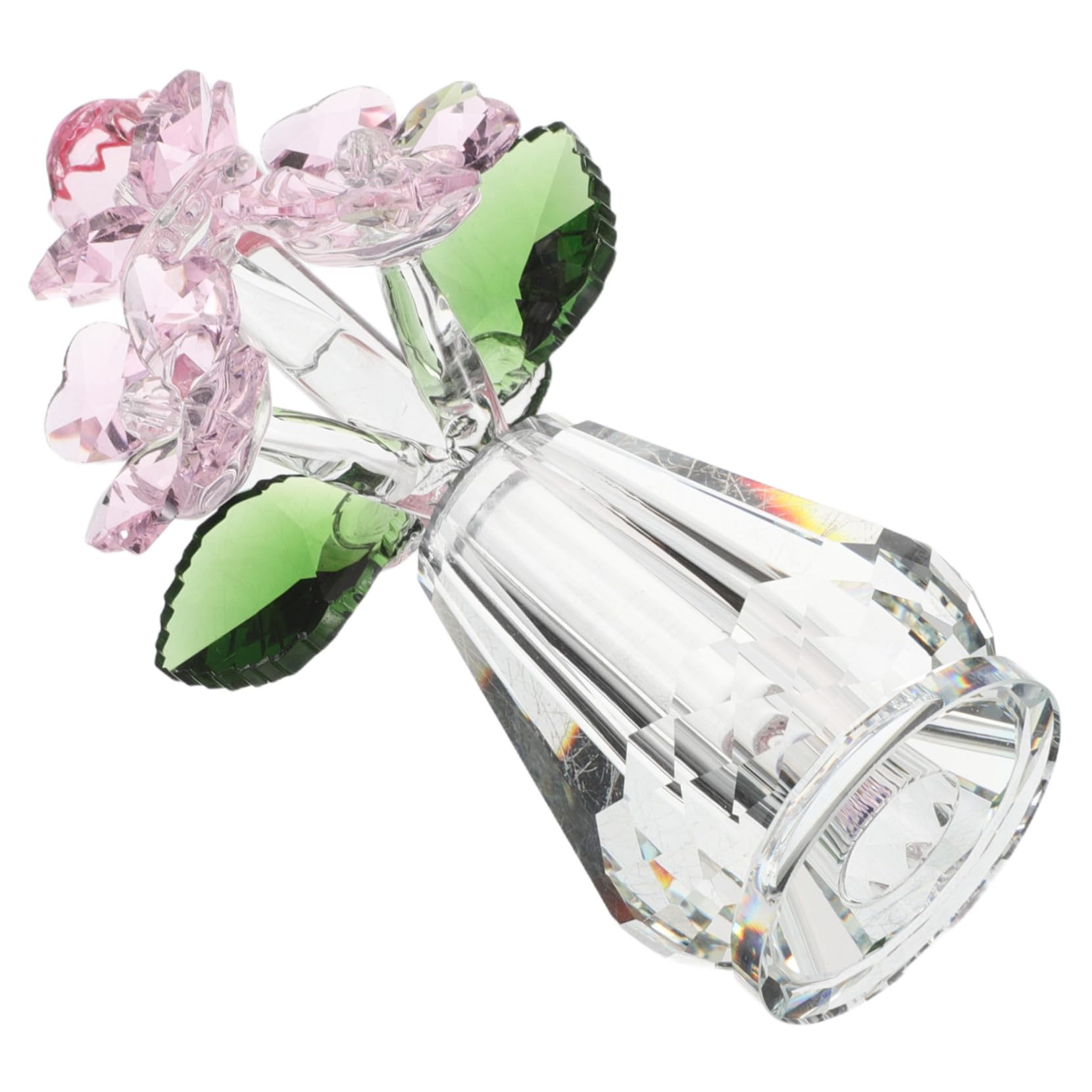 PRETYZOOM 5 Pezzi Rosa Figurina Rosa Dell'anniversario Crystal Rose Ricordo Regalo Da Jarrones Decorativi Figurina