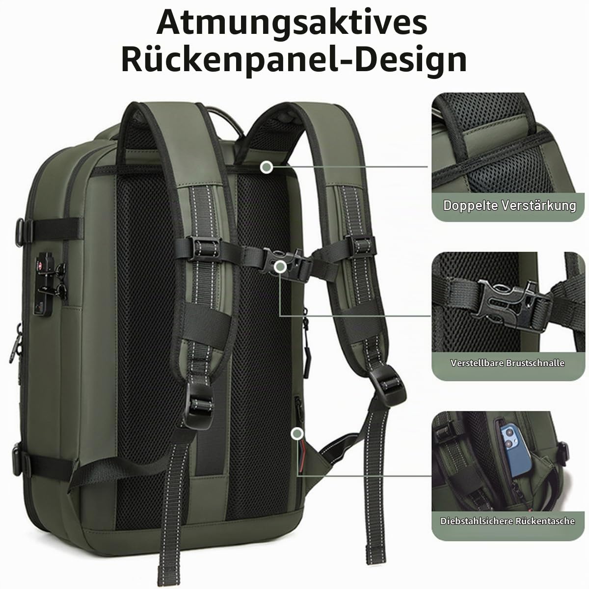 Vakuum-Rucksack, 19 Zoll Erweiterbarer Vakuum-Kompressionsbeutel mit Vakuumpumpe, Wasserdichter Vacpack-Rucksack, Platzsparende Taschen für Reisen und Camping (GREEN)