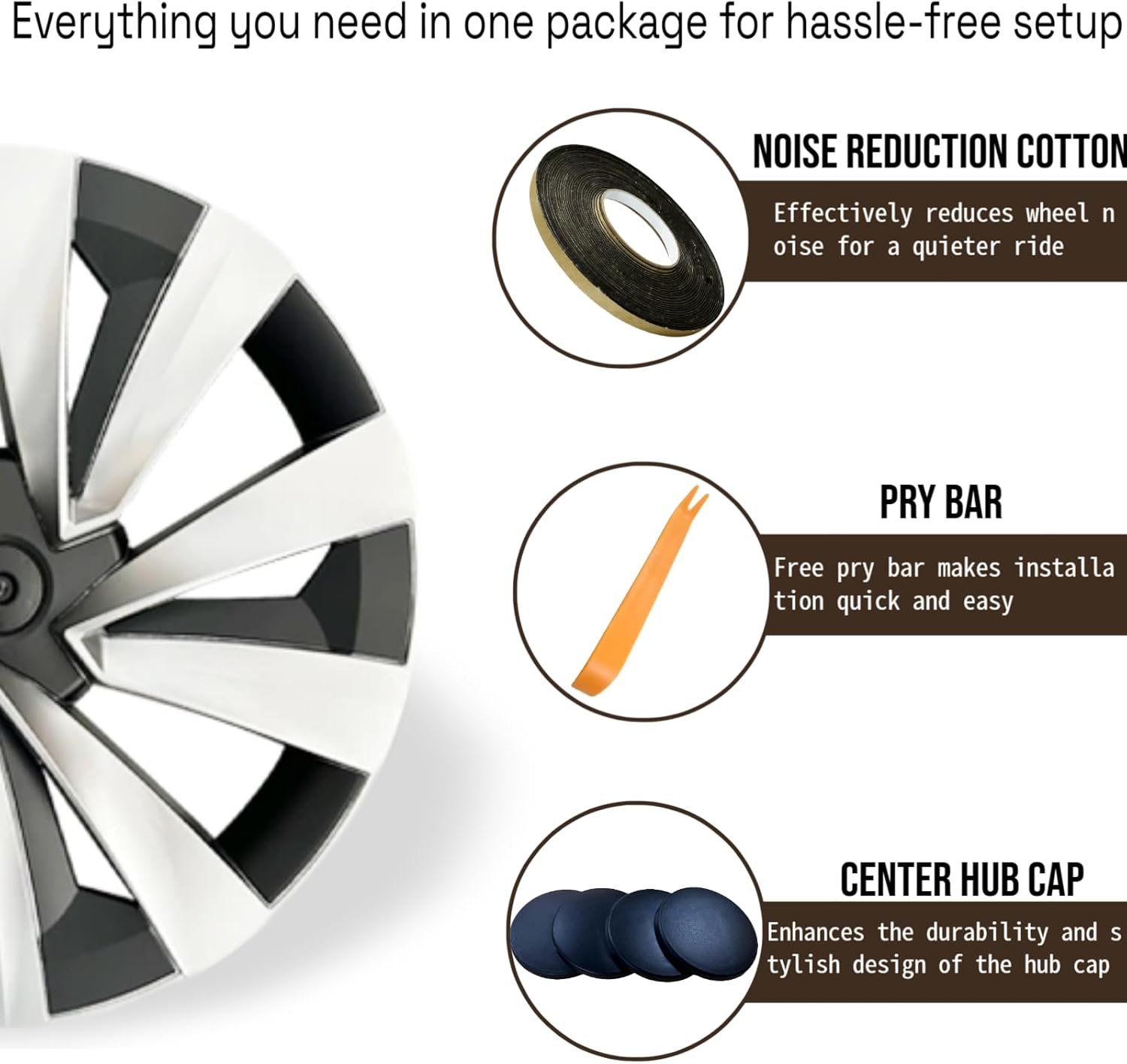 hubcaps wheel cover compatible with tesla 19 inch model y juniper 4 pcs abs material hub caps 2025 2026 model y rim protector wheel cover replacement for tesla accessories (black silver) 19inch model y juniper a-black silver