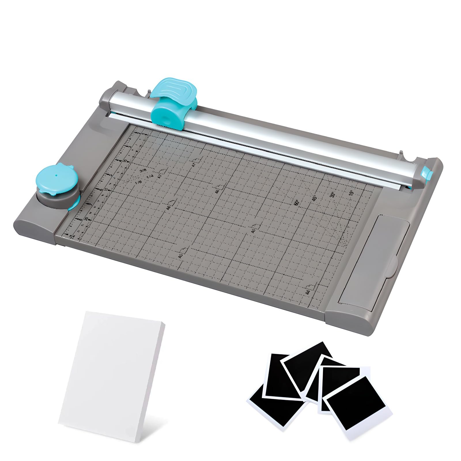 5-in-1 Papierschneidemaschine, Multifunktions-Bastelschneider mit 3 Klingen, schneidet 10 Blatt gerade & gepunktete Linie, Heimbürogebrauch