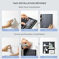 Vista 4 de VUSIGN Kit de organizador de pared combinado de tablero de clavijas, 4 piezas de tableros de clavijas y 17 accesorios modulares para colgar, kit