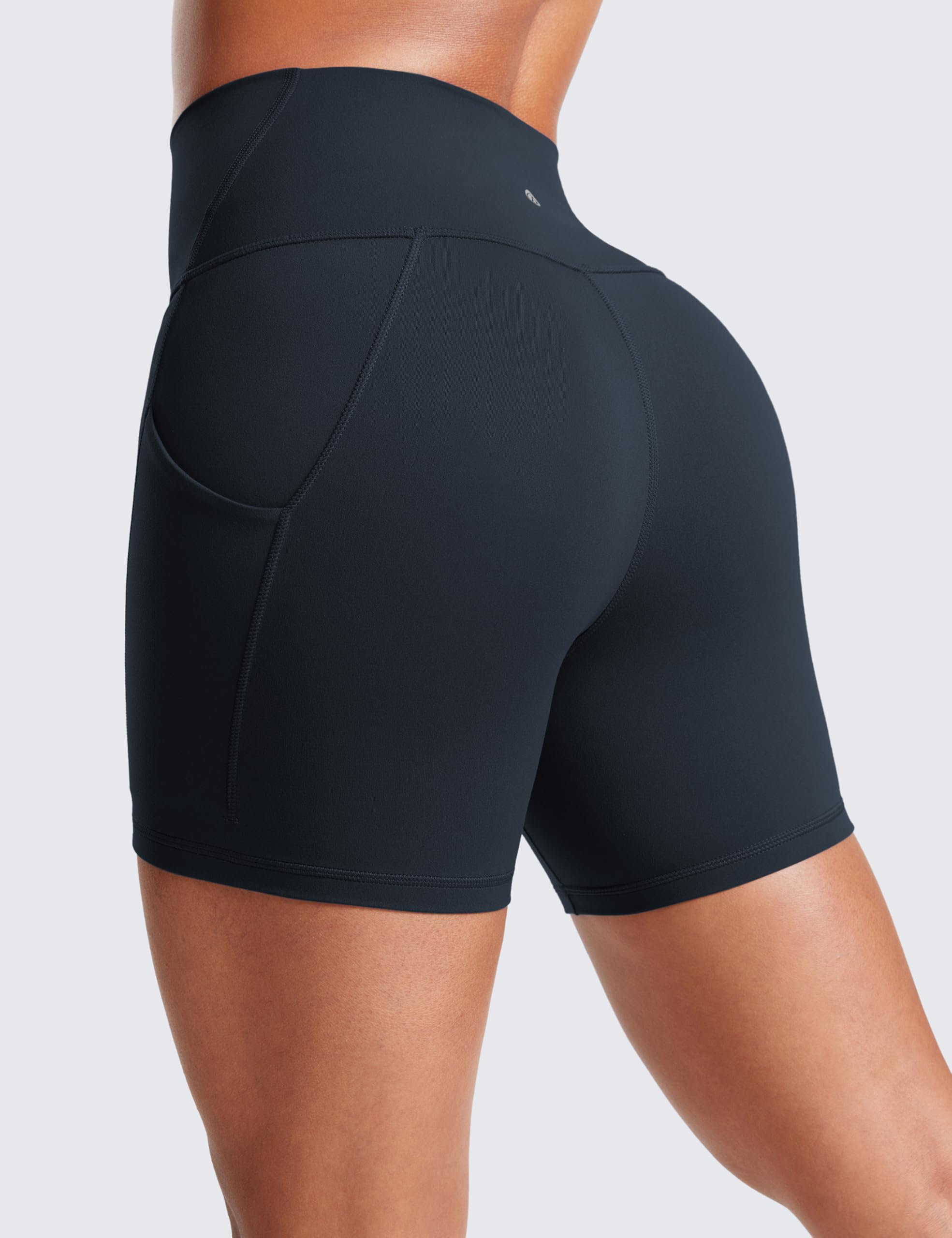 CRZ YOGA Damskie Butterluxe Gym Szorty do jogi 5''-Szorty do biegania z kieszeniami z wysokim taliem