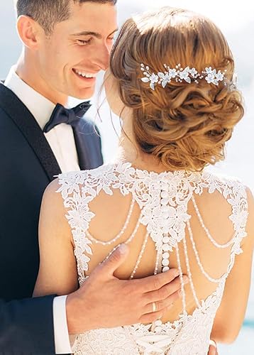 Miniatura 4 de Accesorios para el cabello para mujer, juego de horquillas de boda, joyería para mujer, flor plateada, pinzas de perlas, novias, tocados, damas de