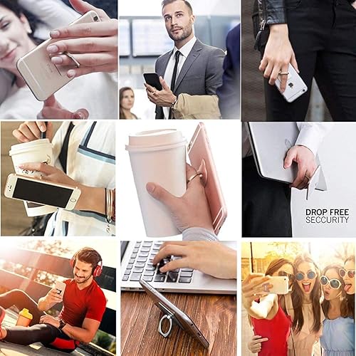 Miniatura 6 de ZOSTLAND 3 anillos para teléfono con broma divertida, universal, ajustable en 360, soporte de agarre para dedos, gancho de montaje para stent de