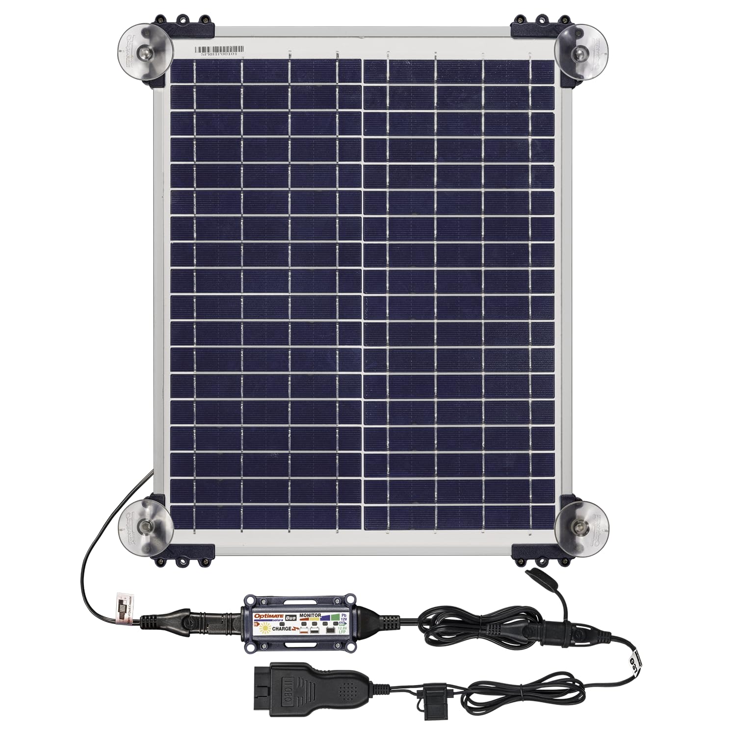 OptiMate Solar Duo Autokit 20W – Chargeur et Mainteneur de Batterie Intelligent 12V (OBDII) pour Voiture, Camping-Car, Moto, ATV & Jet-Ski
