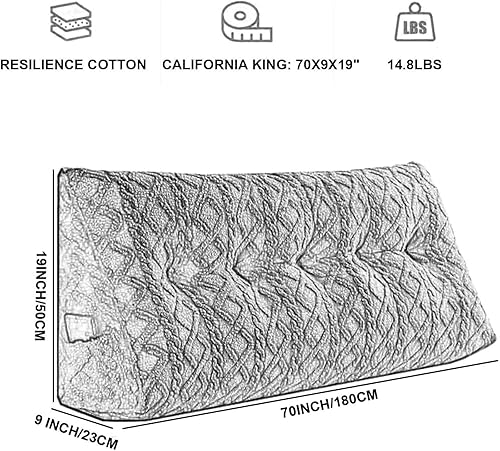Miniatura 3 de Almohada triangular para cabecero grande, respaldo de cuña de lectura, respaldo copetudo, cojín de apoyo para sofá cama con funda extraíble, rosa,