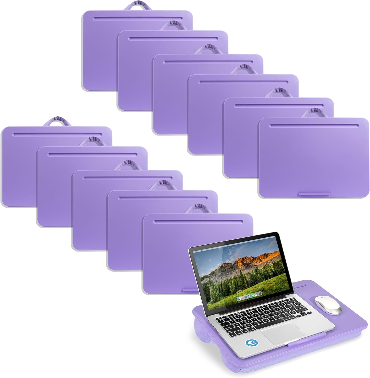 LAPGEAR Original Lap Desk  Large (17.9 x 13) | Fits Up to 17.3 Laptops | Cushioned with Device Ledge, Pencil Tray & Handle | Portable & Lightweight | 12-Pack | Purple Amethyst  Style No. 45002