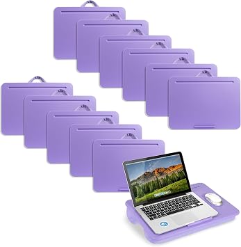 LAPGEAR The Original Lap Desk Purple Amethyst, 12-Pack, Fits 17" Laptops | Microbead Cushion, Device Ledge, Built-In Pencil Tray, Carry Handle