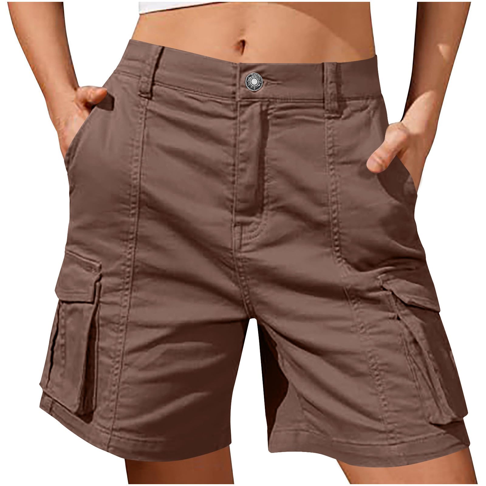 RLEHJN Cargo Shorts Damen,Sommer Kurze Cargohose Outdoor Arbeitshose Kurz Jeans Bermudas Knielang Stoffhose Wandershorts Trekkinghose Y2k Sommershorts Baggy Freizeitshorts Jorts mit Multi Taschen