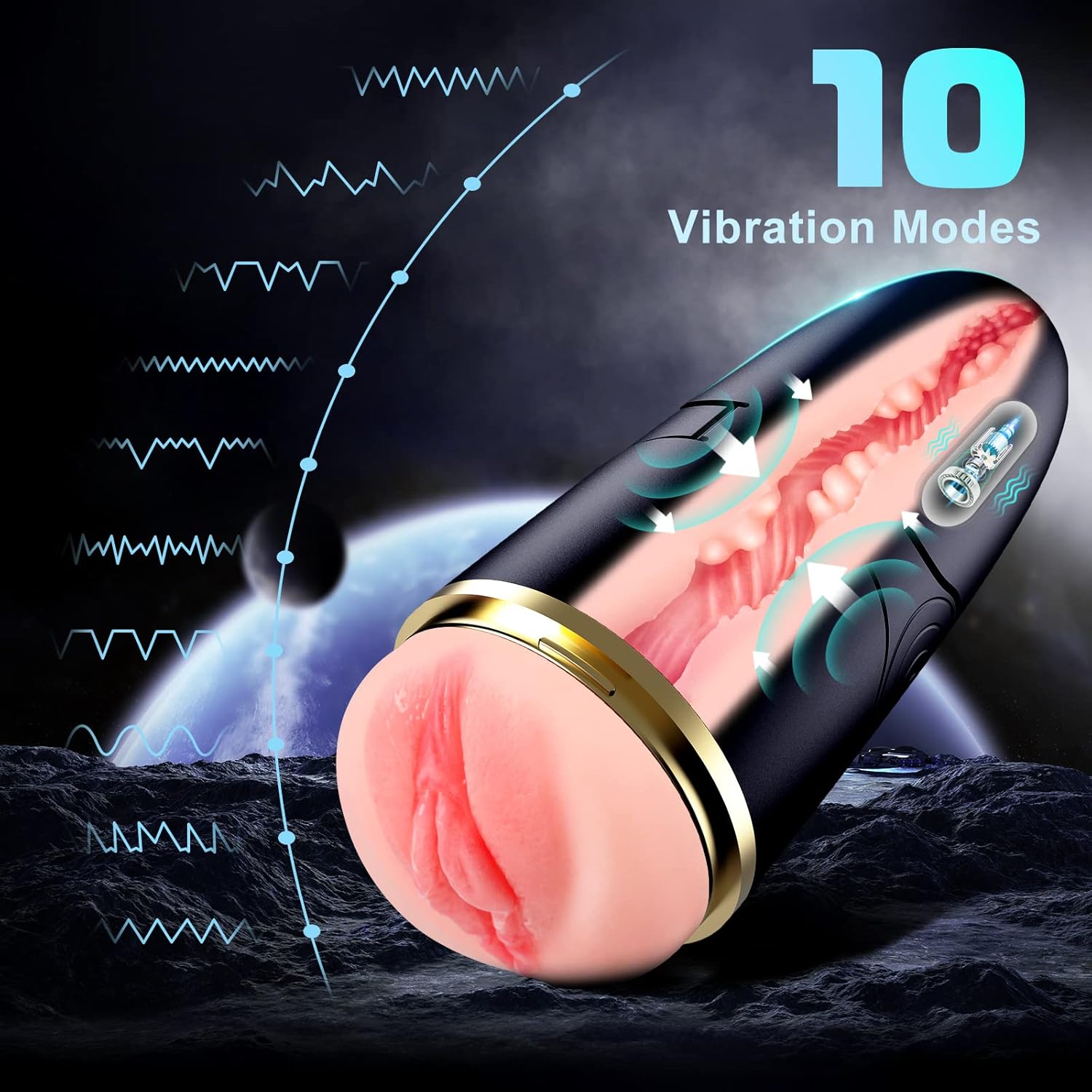 Automatic Male Masturbator with 10 Vibrations for Penis Stimulation, Electric Pocket Pussy for Stroker, Realistic Textured 3D Vagina, Man Masturbation Toy for Men Male Adult Sex