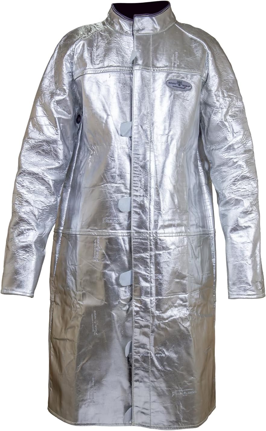 Graywolf Aluminized Kevlar Leather Welding Jacket/Welding Coat,Flame Resistant,Heavy duty (3000° F) Light weight