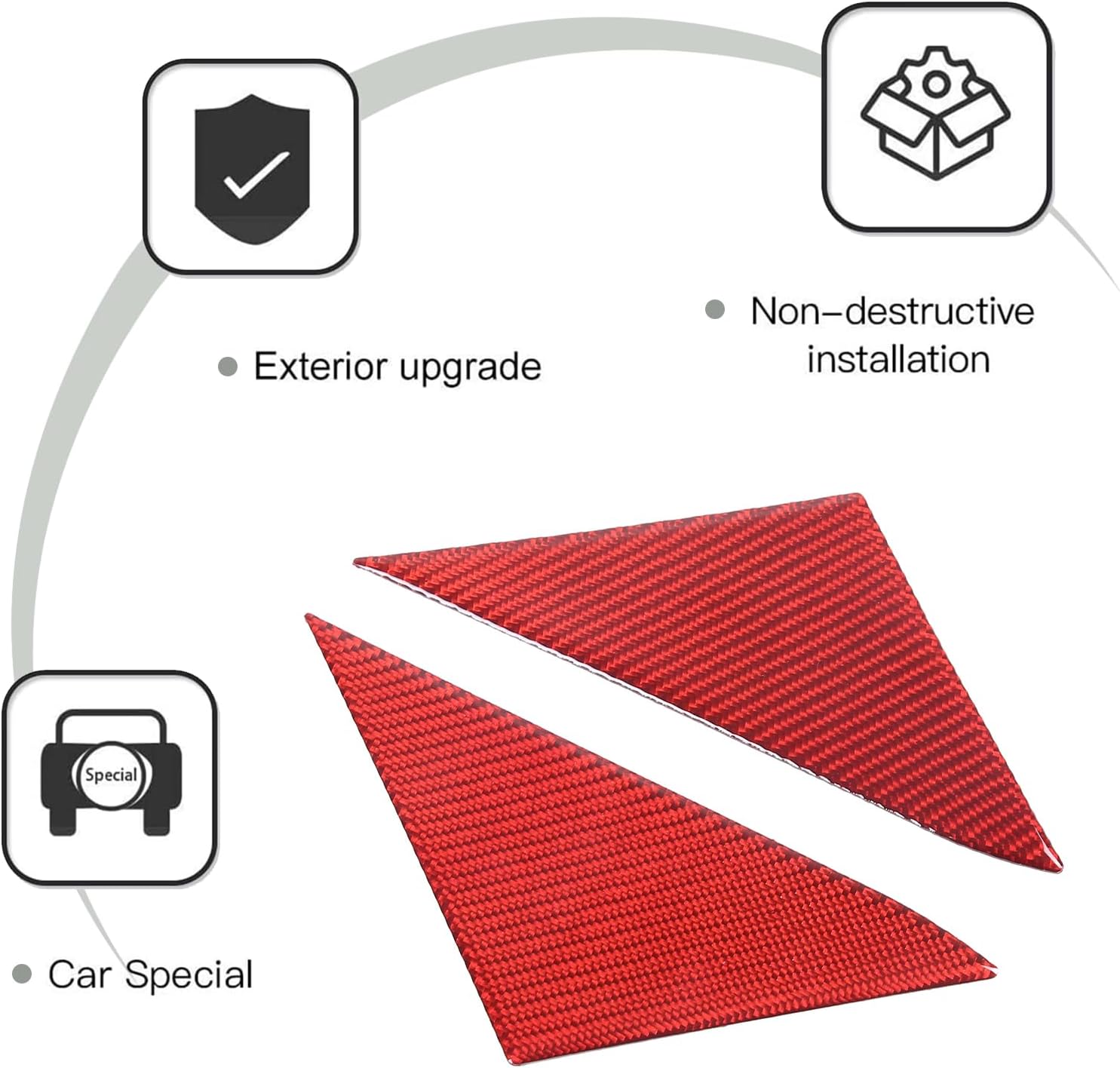 PIUGILH Car Inner A-Pillar Triangular Panel Sticker, Real Carbon Fiber Front Door Window A-Pillar Triangle Panel Trim Cover Fit for Kia Soul 2009-2013 Interior Accessories, 2Pcs(Red)