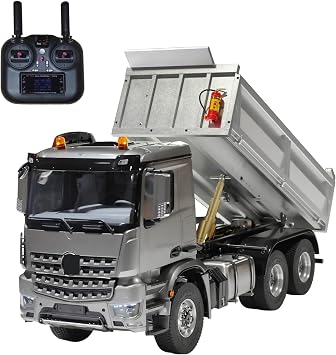 HTLNUZD 2025 New 1/14 RC 6x6 Hydraulic Dump Truck RTR - RC Construction Model, Metal Body, Light Sound, Adult RC Car with Benz 3363 Differential Axle & Hi-Lo Gears