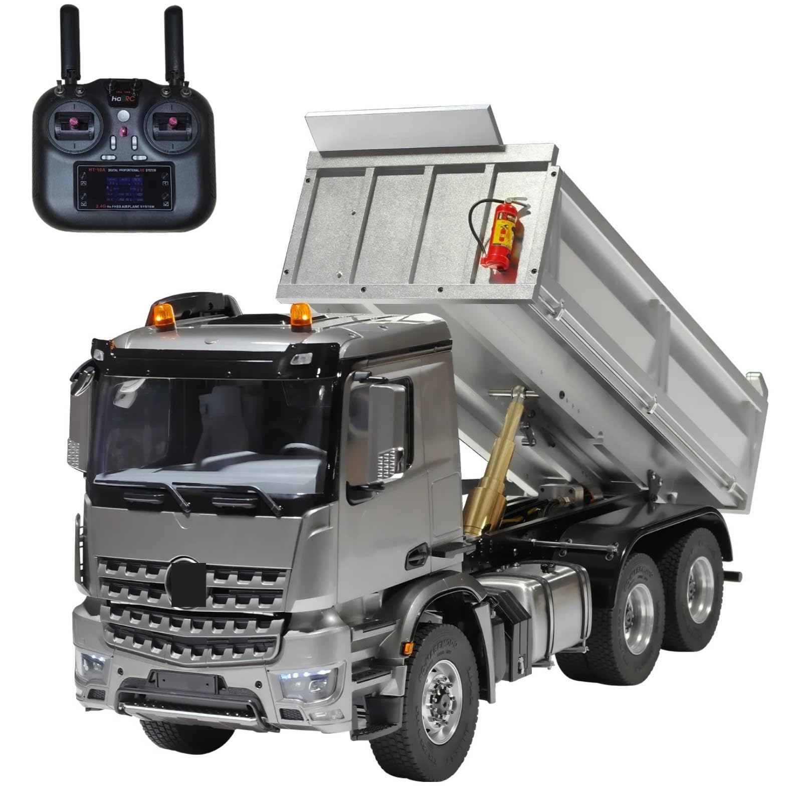 HTLNUZD 2025 New 1 14 RC 6x6 Hydraulic Dump Truck RTR - RC Construction Model Metal Body Light