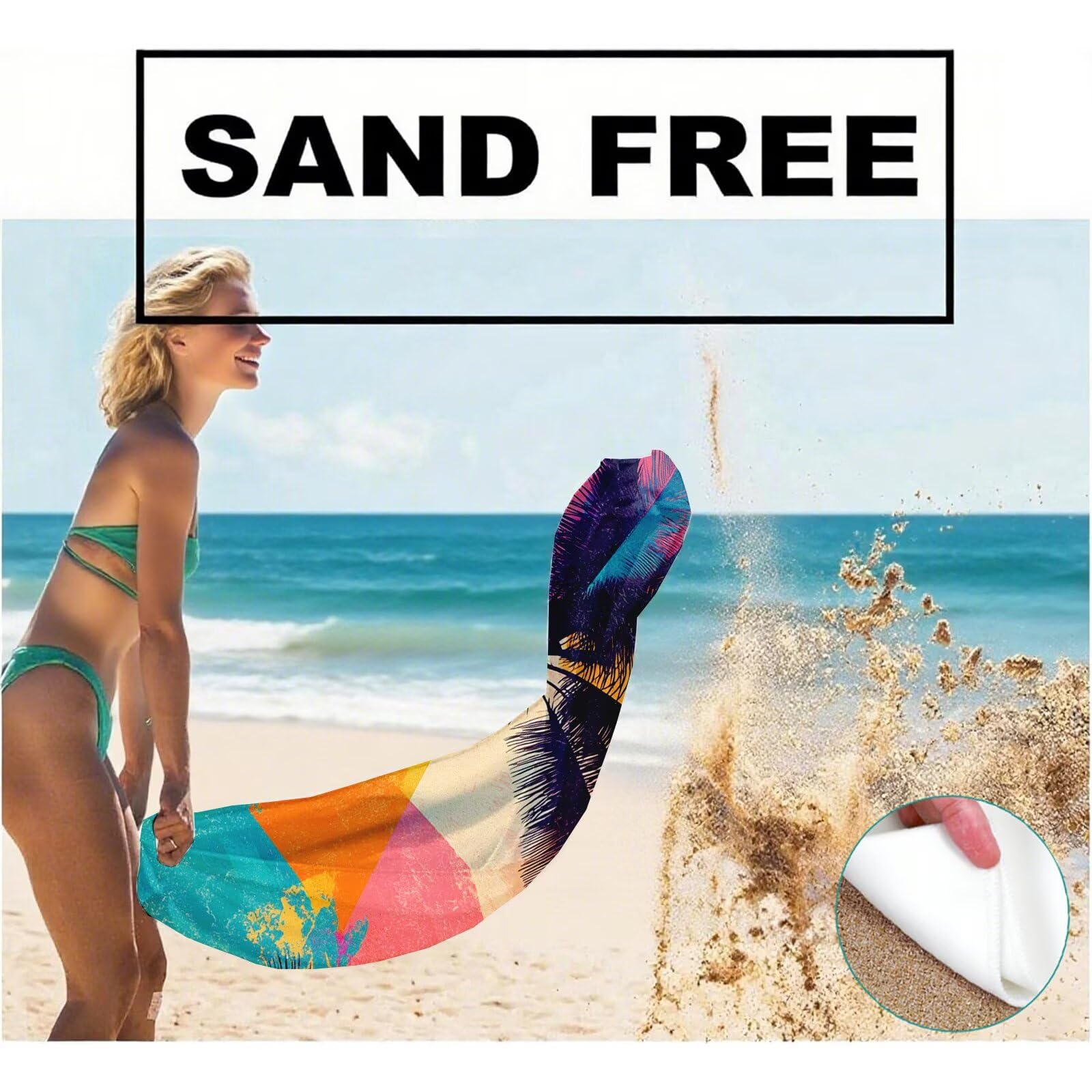 Toalla Playa 100 x 220 cm Toallas de Playa Microfibra ,Toallas Baño Grandes, Secado Rápido Absorbente Suave Sin Arena Compacta Beach Towel para vacaciones Picnic Piscina Esencial con Bolsa Color Q-685