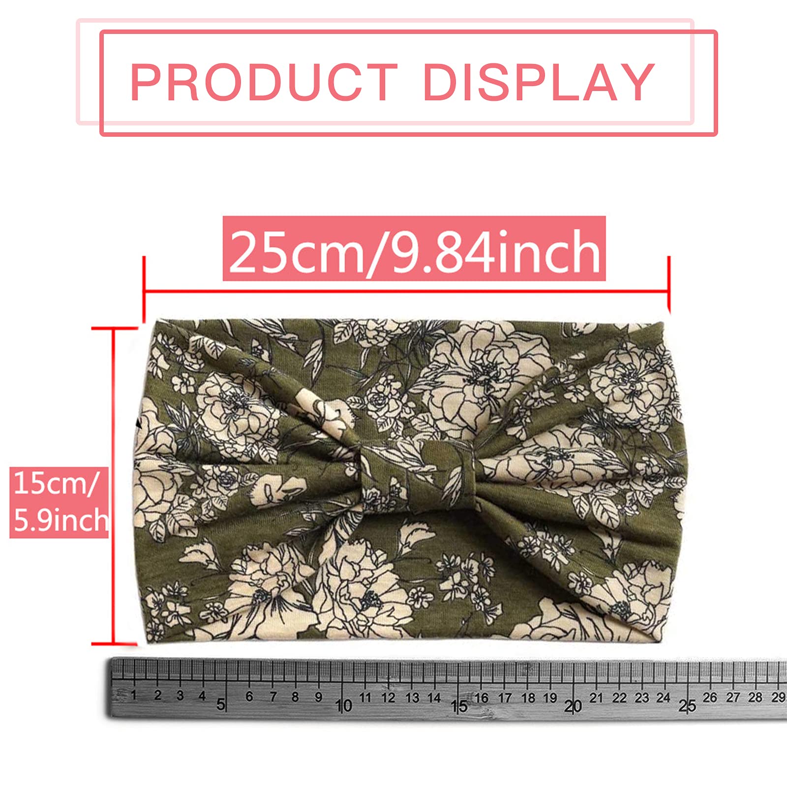 4 Pezzi Fasce per Capelli Donna, VEGCOO Fascia per Capelli Boho Stile Ragazze, Elastiche Larghe Accessori per Capelli con Stampa Floreale per Yoga, Corsa (B)