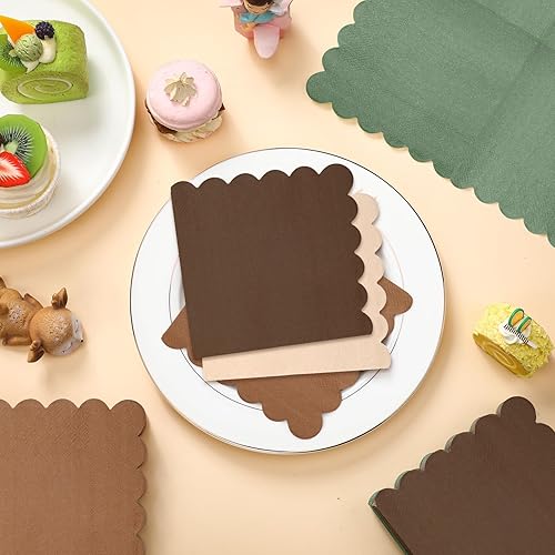 Miniatura 51 de Zhanmai Paquete de 100 servilletas de cóctel de 5 x 5 pulgadas, servilletas festoneadas de papel de color degradado con bordes festoneados, almuerzo