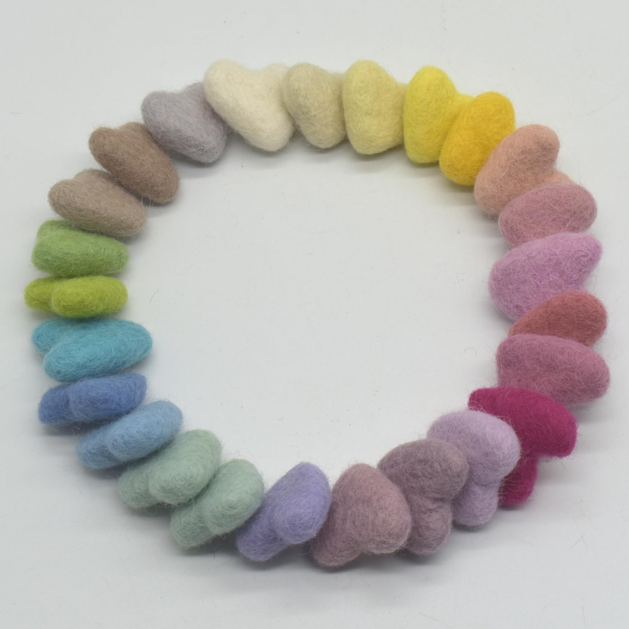 Oriental Direct Based In Yorkshire [Pastel_colors] Assorted 100% Wool Felt Hearts - 3Cm - 25 Felt Hearts - Assorted Light, Pale And Pastel Colours