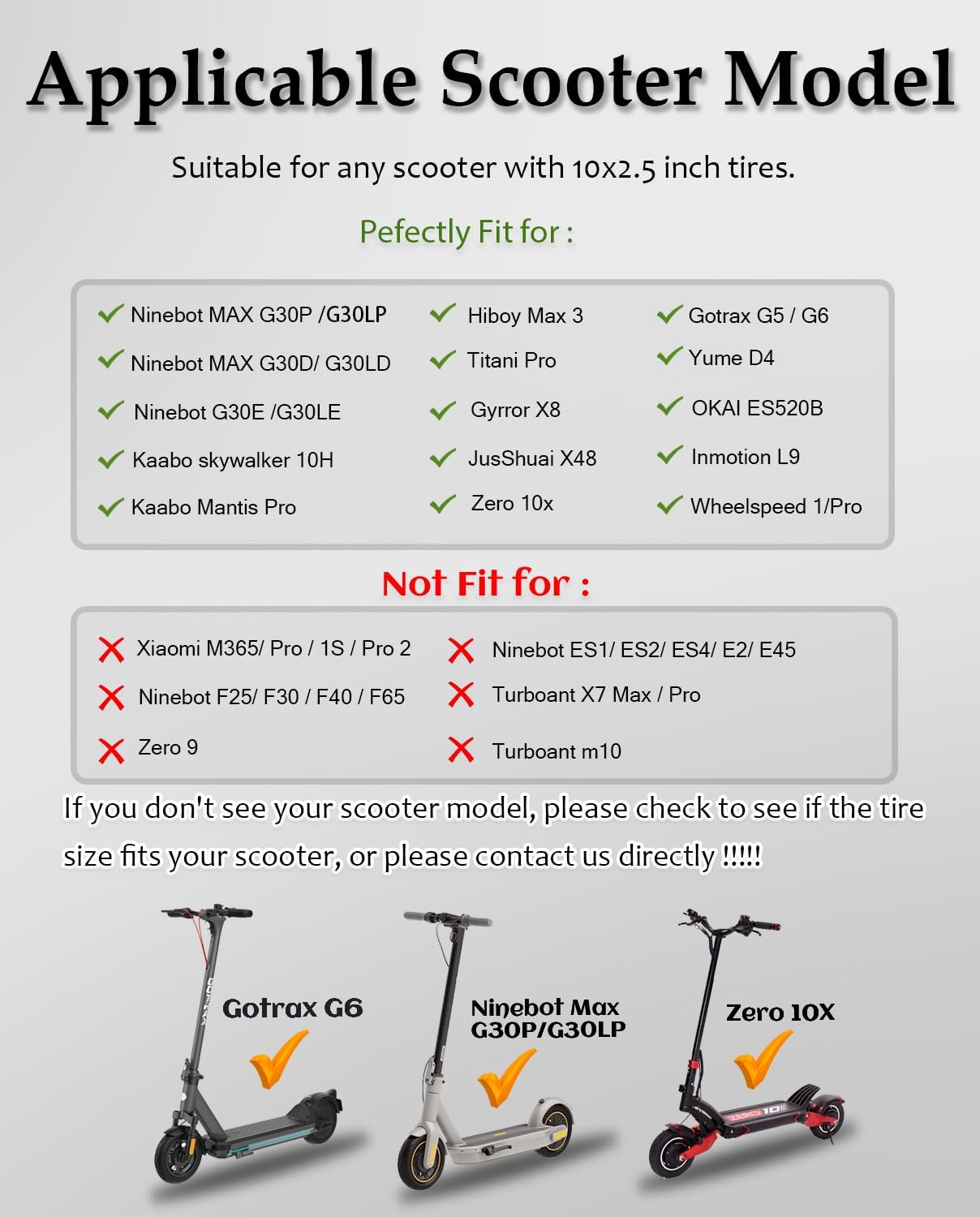 10 inch Scooter Tire 10X2.5 60/70-6.5 Rubber Inner Tube for Ninebot Max G30P G30LP, Zero 10x,Replacement for HIBOY MAX3, Yume D4,Hover1 Alpha Electric Scooter Thickened wear-resistant Wheel