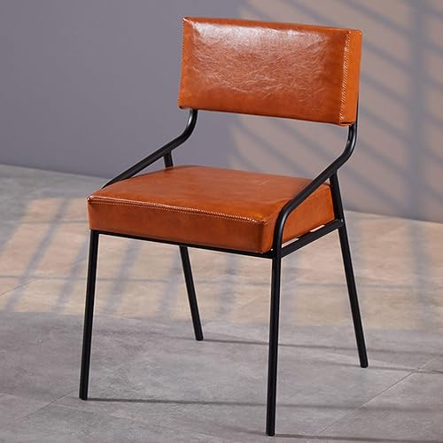 Silla moderna tapizada de piel sintética con respaldo acolchado, patas de metal, cómoda silla auxiliar para sala de estar, comedor, dormitorio,