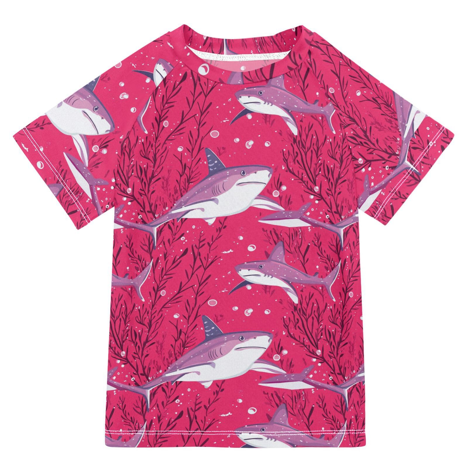 Short Sleeve Rash Guard Bathing Suit Girls Girls Swimsuit Rashguard Rash Guard for Girls 9-10T Sweet Sharks