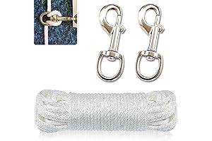 50 FT Flag Pole Rope and Clips: Durable Flagpole Halyard Rope with...
