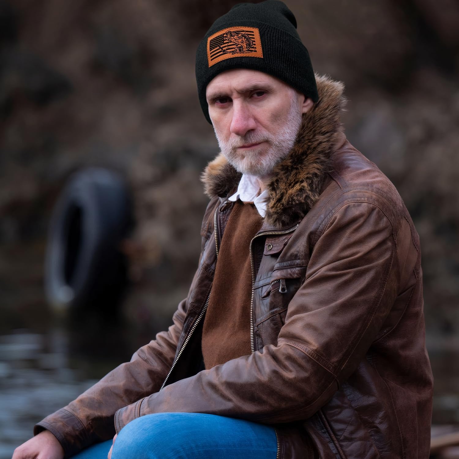 American Flag Fishing Beanie Hat for Men, Christmas Dad Birthday Beanie Hats Gift for Women Men - Image 5