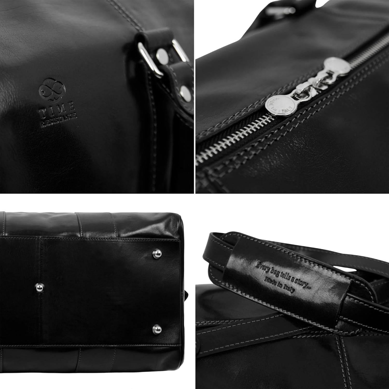 Time Resistance Leather Duffel Bag - Large Weekend Gym Travel Bag (Black)