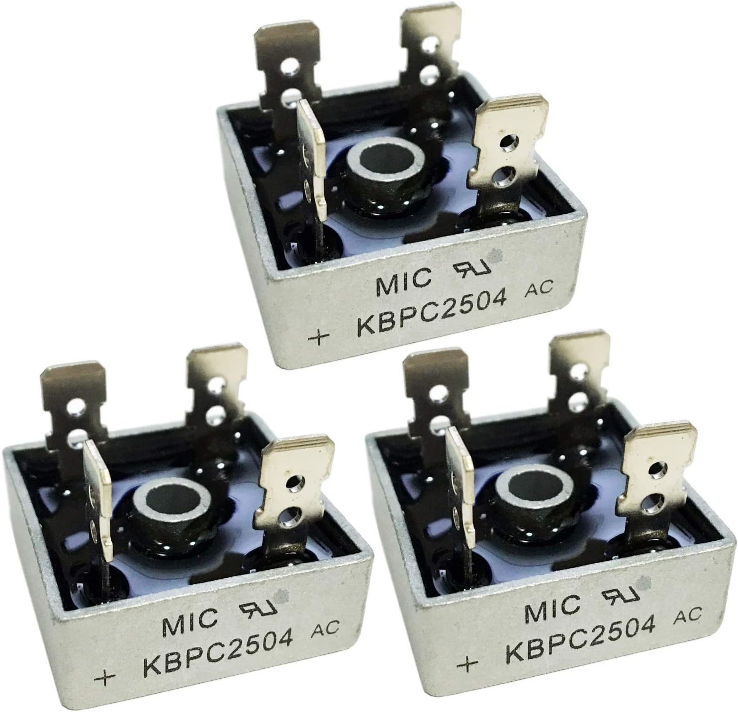 PoiLee KBPC2504 Bridge Rectifier Diode 25A 400V Bridge Rectifier Single Phase Full Wave 25 Amp 400 Volt Electronic Silicon Diodes 3PCS