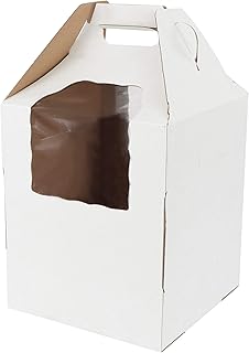 Spec101 Disposable Cake Carrier with Window 10pk - 10 x 10 x 12in Tall Cake Boxes with Window, Box Tiered Cake Box Set