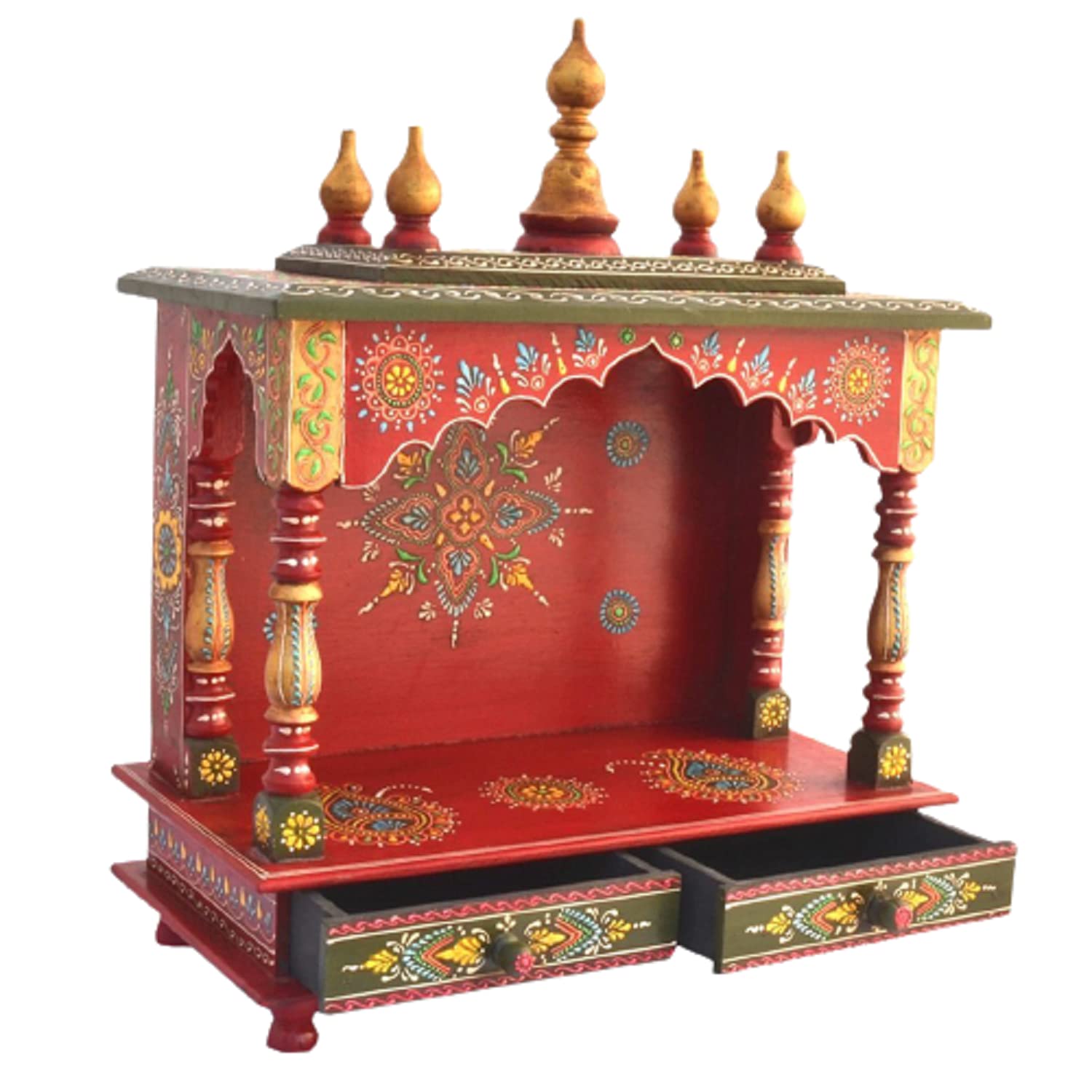 Amazon.co.jp: Devyom 木製寺院 宗教的な家庭の寺院、プージャマン 