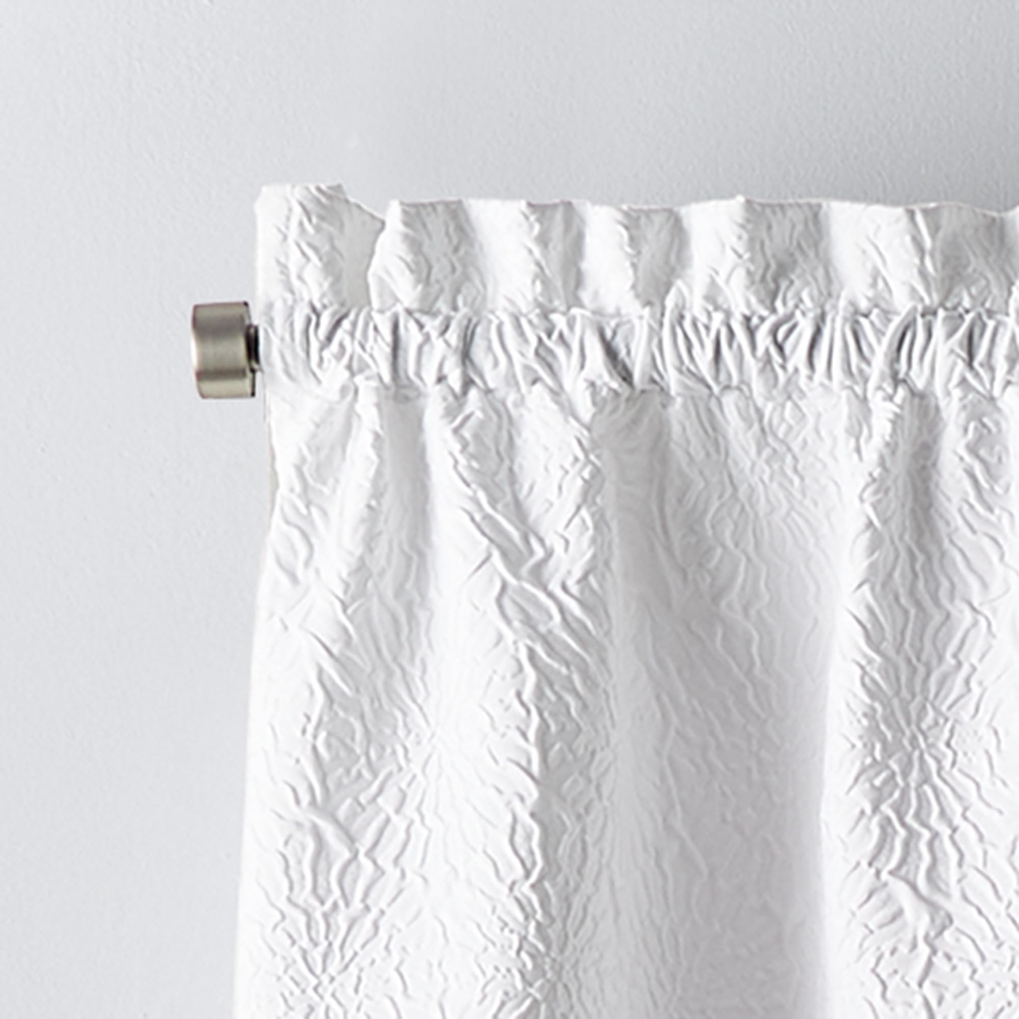 DKNY Chrysanthemum Kitchen Curtains Window 2-Piece Cafe Tiers Set Floral, Rod Pocket, 24-inch Tier Pair, White