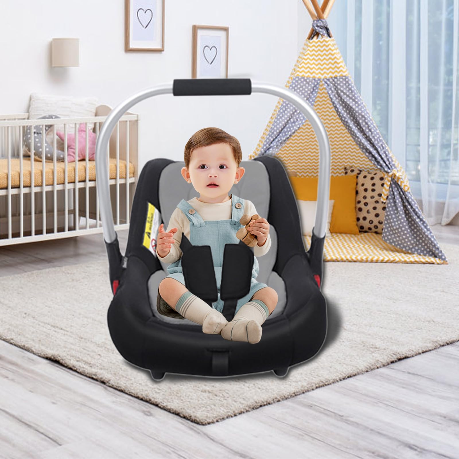 MeYuxg Inserte el Asiento Infantil, la Cubierta Universal del Bebé, la Cabeza y la Sesión con el Asiento del Bebé más Pequeño, del Automóvil y la Silla Alta (Gris)