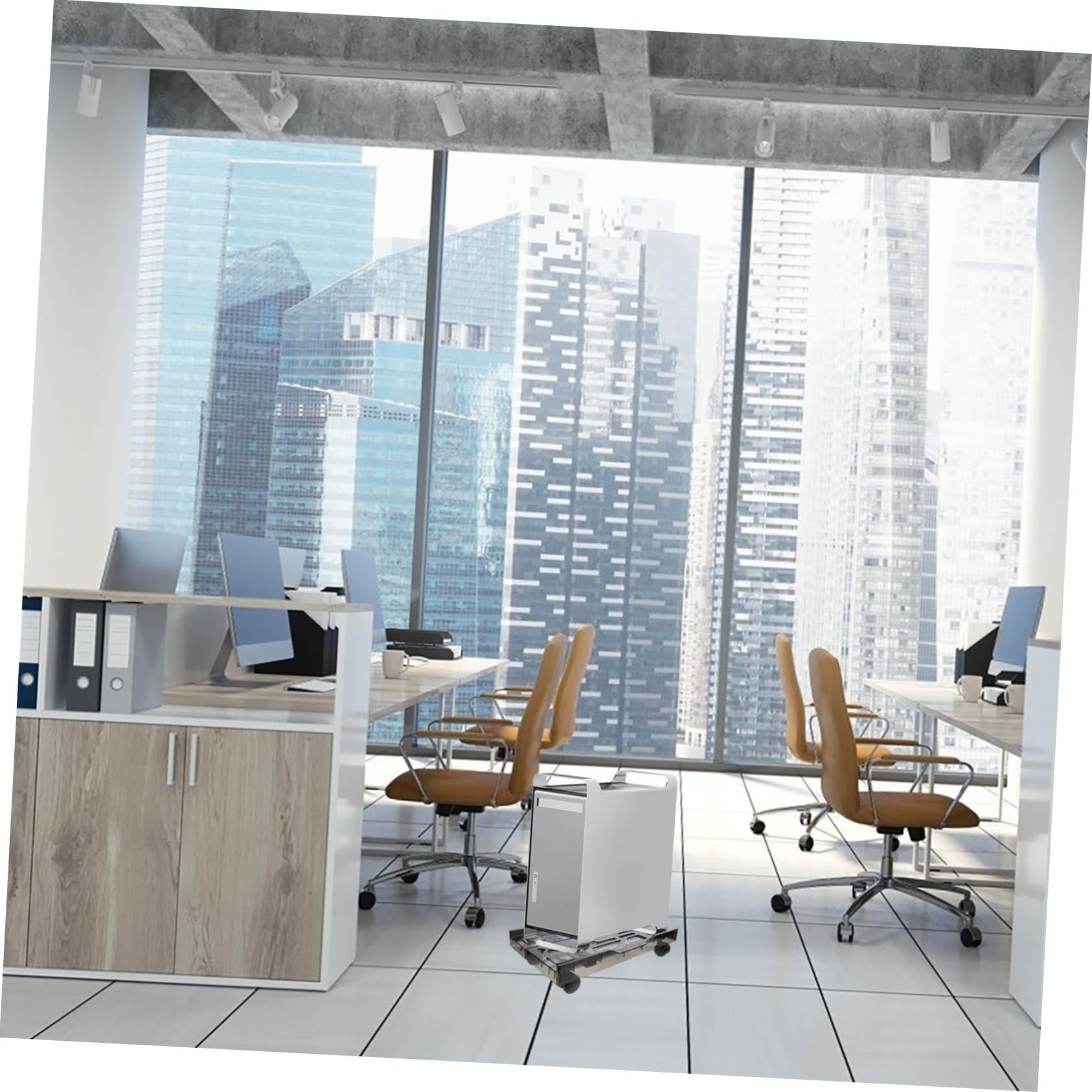 HOMSFOU Soporte Ajustable para CPU con Ruedas Estante Móvil De Ordenador Diseño Retráctil y Ventilado para Escritorios y Alfombras Ajustable