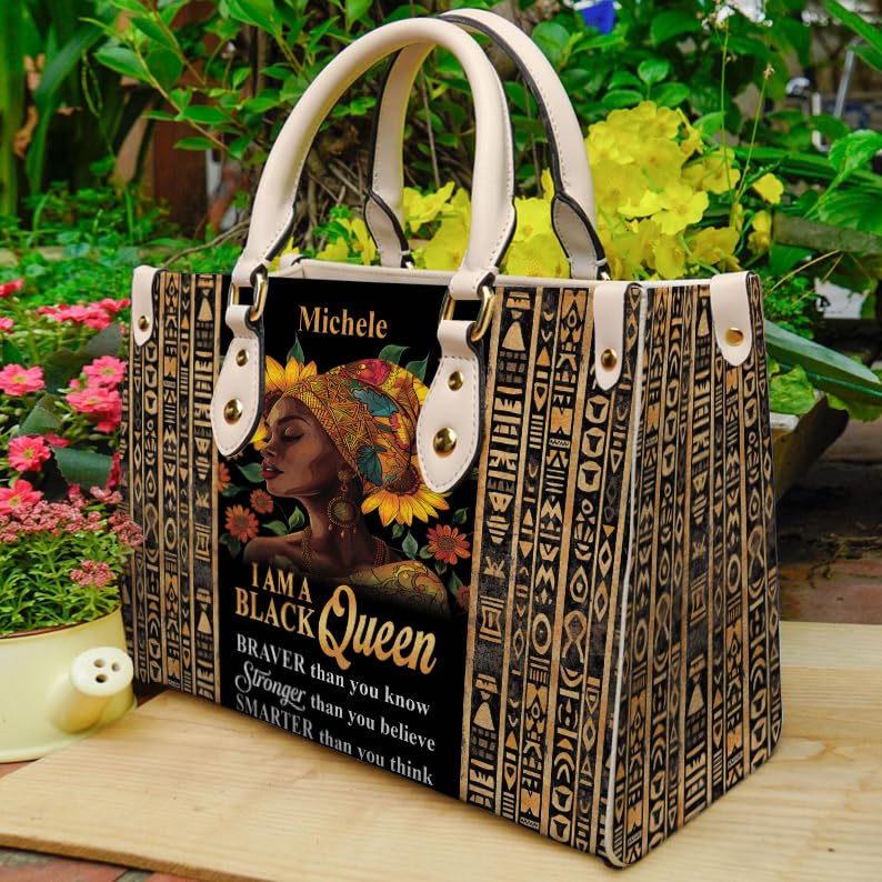 Personalized Leather Handbag For African American, Mother's Day Birthday Christmas Gifts For Women, For Black Women4
